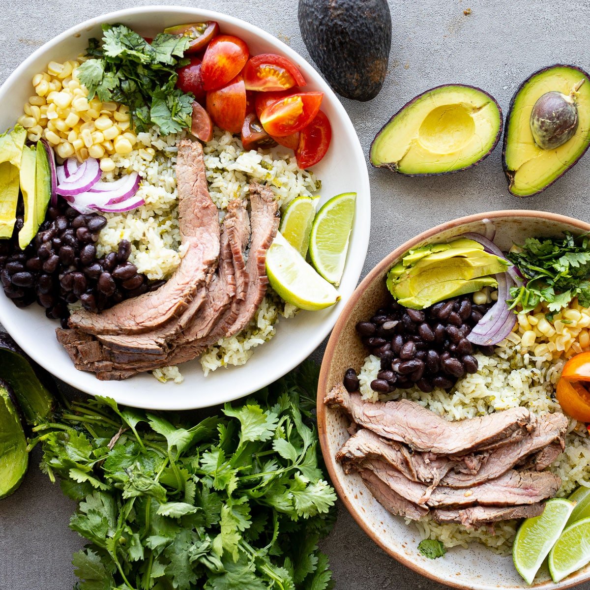 Customize Your Carne Asada Bowl: Steak, Rice & Street Corn